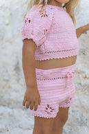 Willow Crochet Shorts - Peony