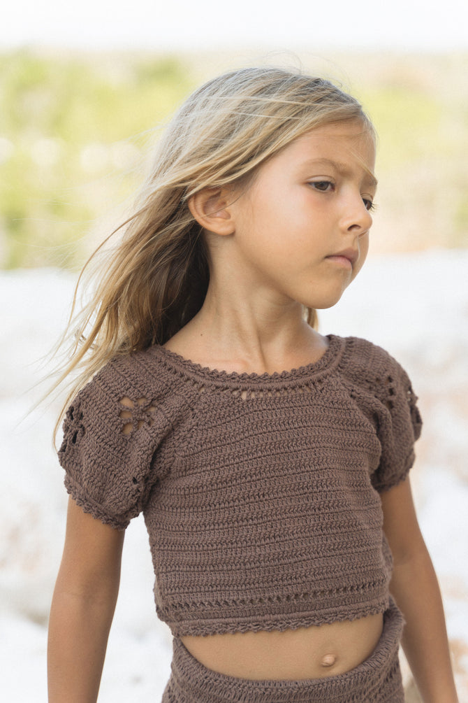 Goldie Crochet Crop - Chocolate
