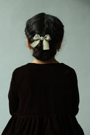 Linen Bow Hair Clips- Brown
