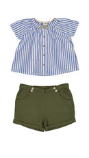 Cezanne Blouse & Olive Short Set