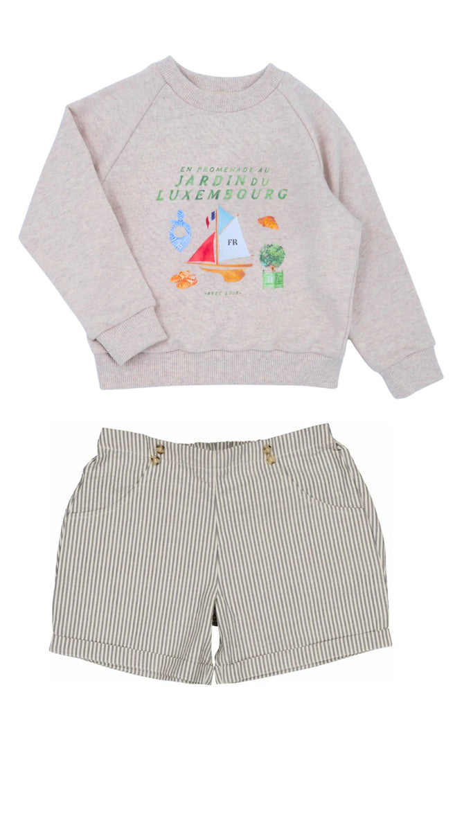 Grey Sweatshirt & Shorts Set