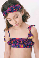 Violet Floral swimsuit with frills – Coco