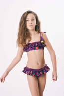Violet Floral swimsuit with frills – Coco