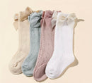 Set of 4 Knee Length Knitted Socks With Cotton Bow