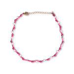 Magenta Knotted Pearl Choker