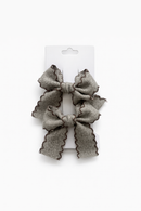 Linen Bow Hair Clips- Taupe