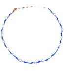 Cobalt Knotted Pearl Choker