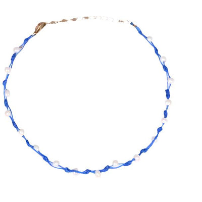 Cobalt Knotted Pearl Choker