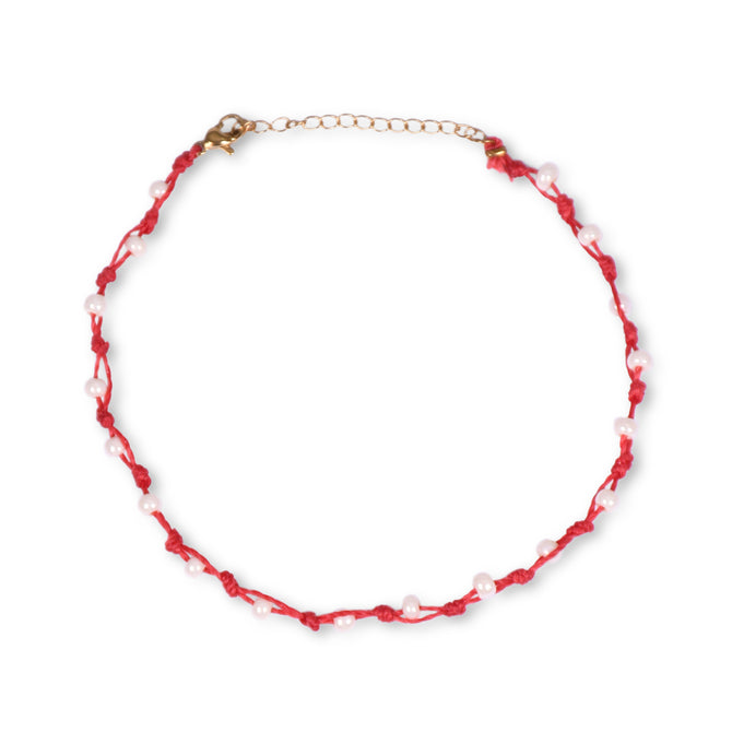 Red Knotted Pearl Choker