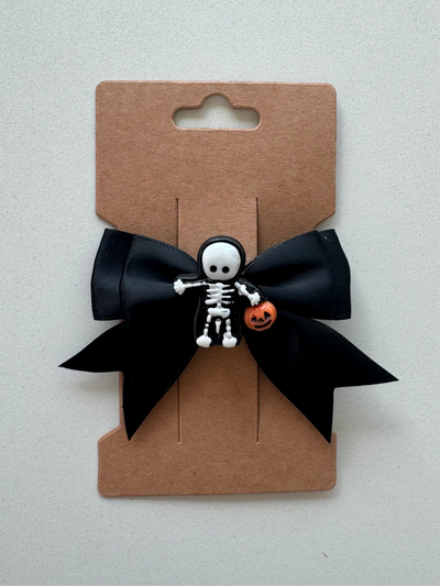 Kids Skeleton Black Bow Hair Clip