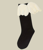 Knee Length Angel Wings Black Socks