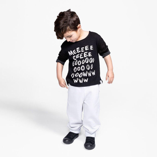 Kids Long Sleeve T-Shirt with MEOW Print Set